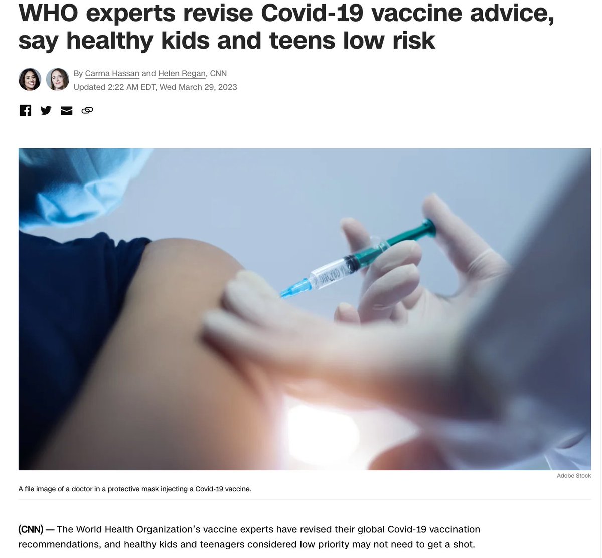 Many were outraged when I raised concerns that it was the parents' prerogative to choose if their children received COVID vaccines. Now the WHO has backtracked &amp; agrees children don't need it. A government that respects parental rights will always be on the right side of history.