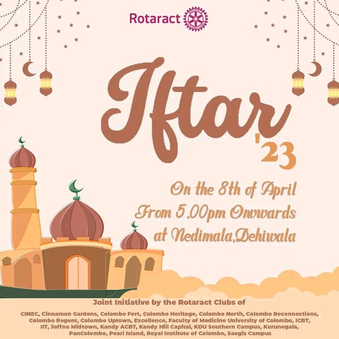 IITRotaract's tweet photo. Join with us for an evening of love,joy, and delicious food as we celebrate IFTAR 2023 with the Rotaract Family.

Registration Form : 
https://t.co/McehR6tQAS

#Iftar23 #Rotaract #Rotaract3220 #LearnServeandStrive #ImagineRotary #ClubService https://t.co/xYh4aVHgtB