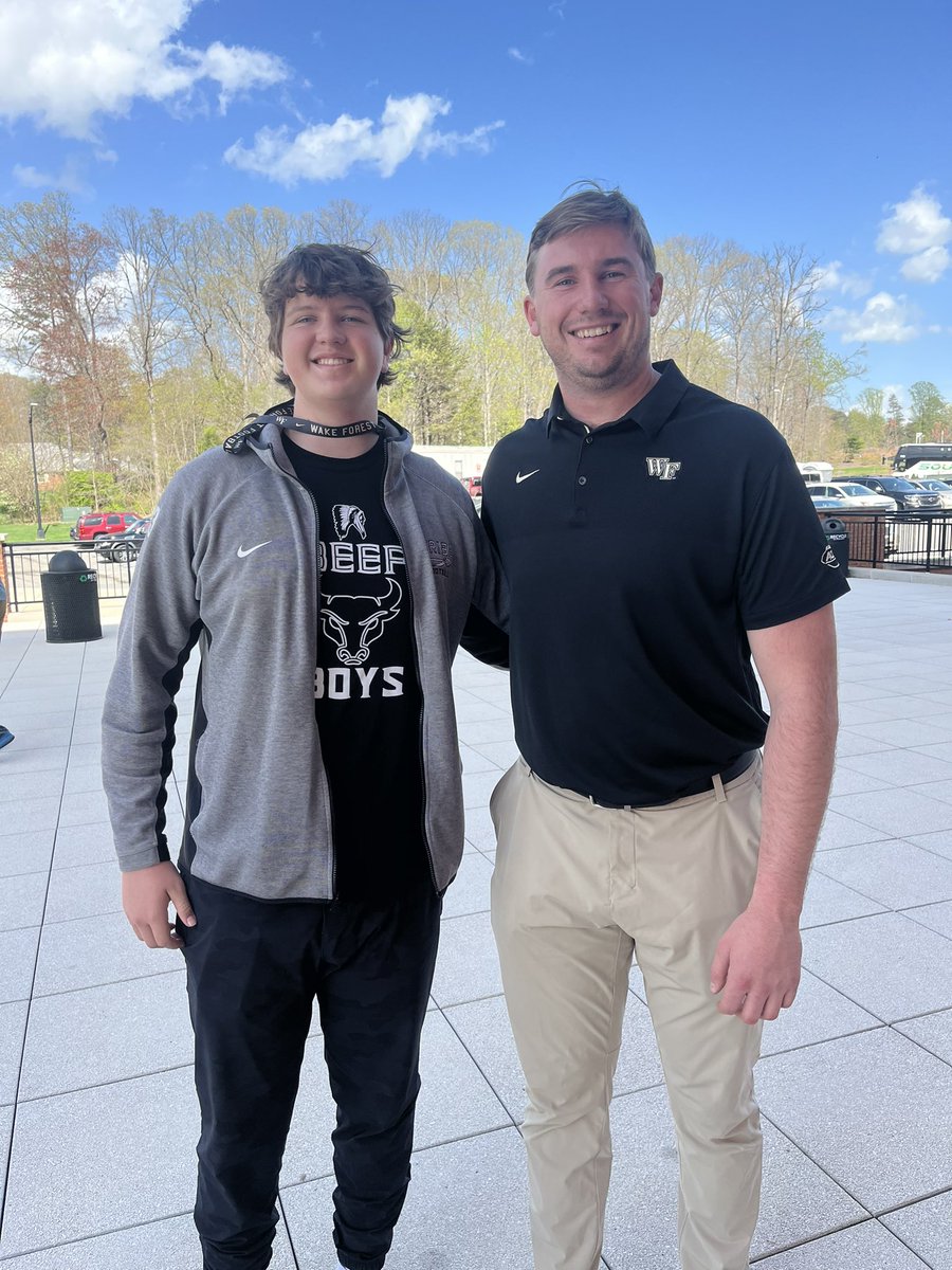 Had a great time at Wake Forest today! Thanks for the invite <a href="/CoachTabacca/">Nick Tabacca</a> 

<a href="/WakeFB/">Wake Forest Football</a> <a href="/WF_FBRecruiting/">WF Football Recruiting</a> <a href="/CoachBenz_/">Coach Benz</a> <a href="/CoachHayworth/">Ty Hayworth</a> <a href="/CSmithScout/">Chris Smith</a> <a href="/RecruitingBh/">BH Recruiting Agency</a> <a href="/615recruiting/">615 Recruiting</a> <a href="/onasportz/">OnaSportz Recruiting</a>