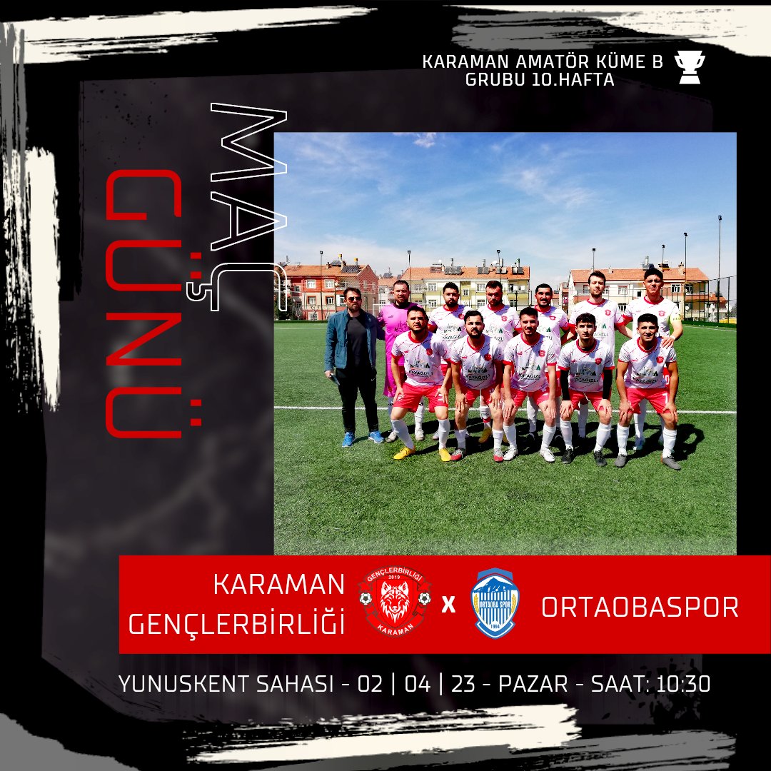 YENİ BİR MACERA İÇİN LİGİN SON MAÇINA ÇIKIYORUZ!

🚩 22/23 Sezonu Karaman Amatör Küme B Grubu 10. Hafta
⚽ Karaman Gençlerbirliği - Ortaobaspor 
📍 Yunuskent Sahası
📆 02.04.2023 🕙 10:30
📺 @karamangenclerbirligi / #karamangençlerbirliği
📢 #yenidenzirveye🐺 #matchdays