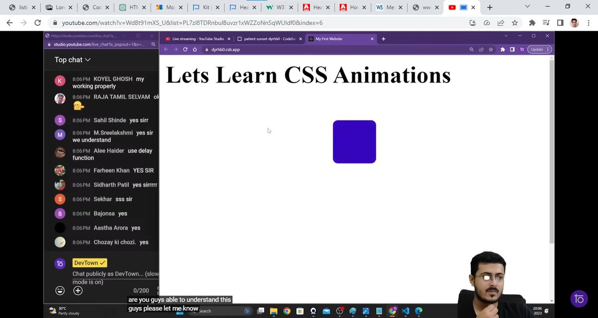 mmj030703's tweet image. Day-5 : CSS Animations BootCamp by DevTown
◼ Topics covered in the session :
1️⃣ What is Animation Timing Function ?
2️⃣ How to convert a square into a circle.
3️⃣ Transformation Properties.
Session was amazing and was taken by Shaurya Sinha.
#webdevelopmentbootcamp #bootcamp