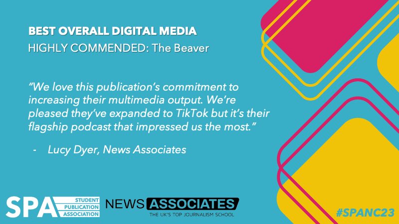 .@Lucyedyer said of our highly commended that expanding to TikTok was great but it was their flagship podcast which impressed the most - well done @beaveronline #SPANC23