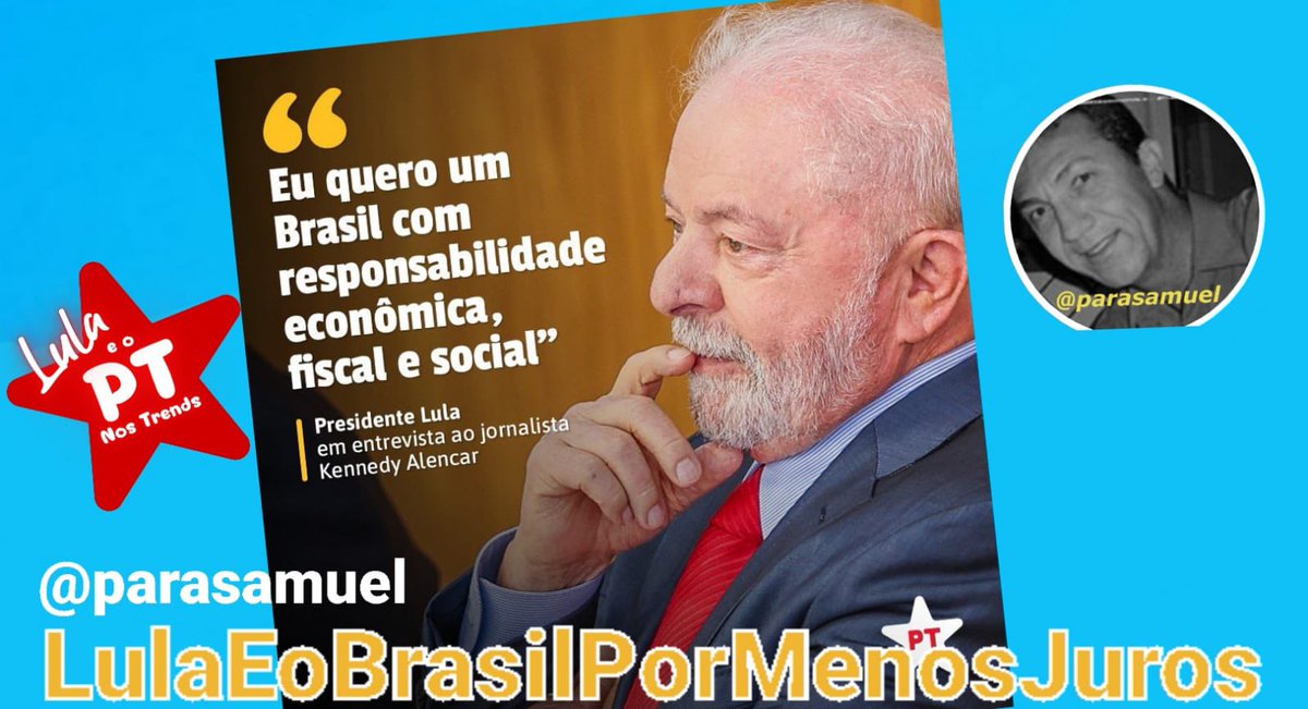 Olá, Heróic@s Guerreir@s! O que explica então a decisão do BC de impedir o crescimento do país com a maior taxa de juros real do mundo? A resposta é uma só: o sistema financeiro atua p/chantagear o governo e impedir o crescimento econômico. #LulaEoBrasilPorMenosJuros