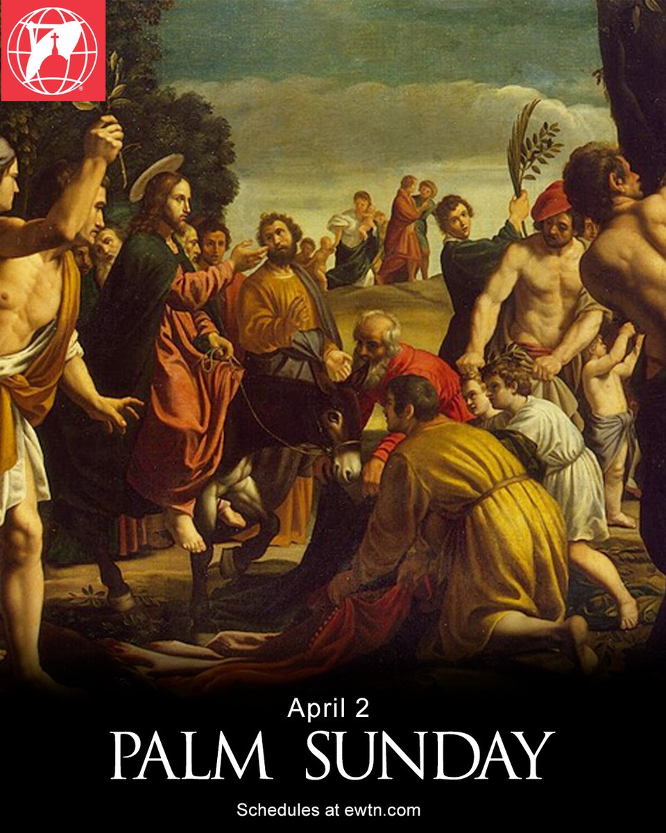 EWTN's tweet image. Holy Week begins on SUNDAY. Unite your sufferings with Jesus during this sacred time, with the help of EWTN’s Holy Week and Easter Sunday programming: bit.ly/EWTN_HolyWeek