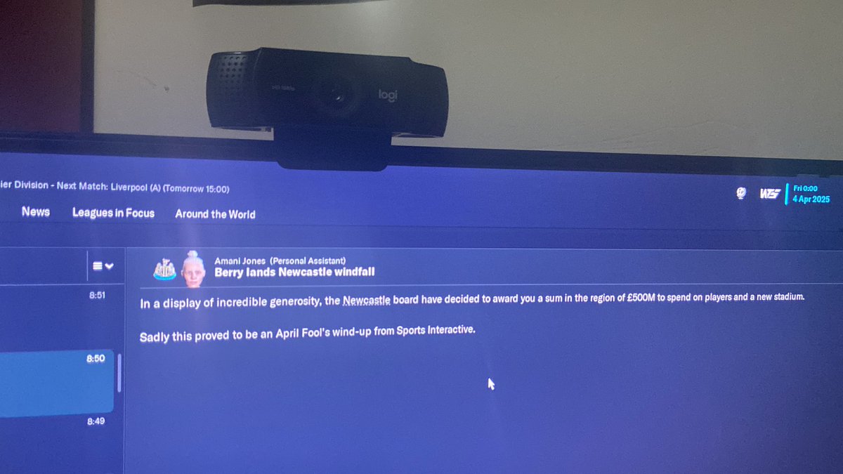 theFMSensei's tweet photo. Being Newcastle it was totally plausible. Yes, I fell for it. #FM23 #AprilFoolDay https://t.co/LKdA5b5xHz