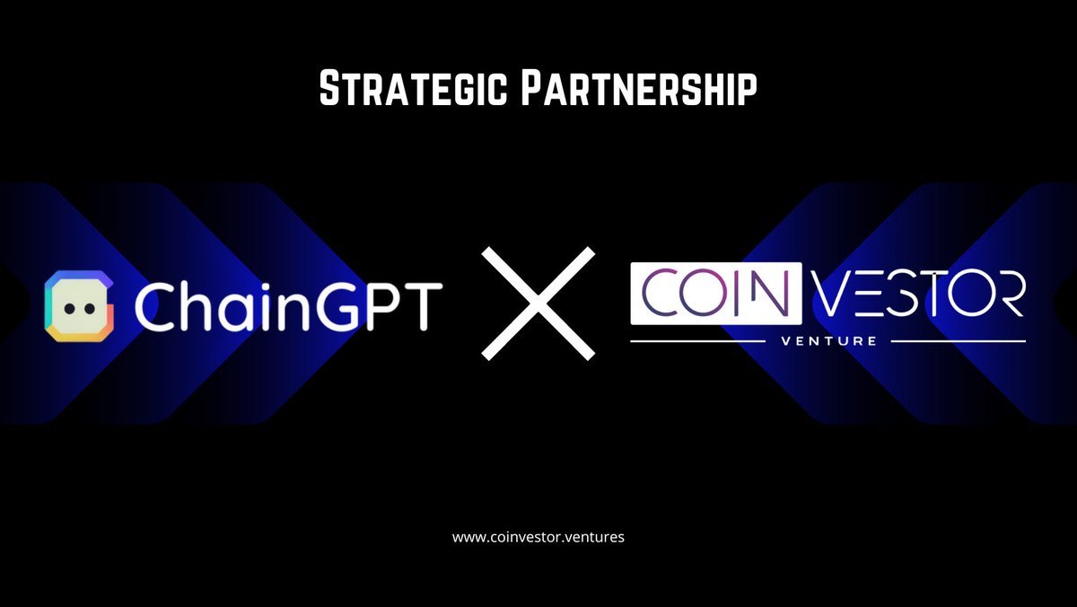 📣We are glad to announce our strategic partnership with <a href="/Chain_GPT/">ChainGPT</a> 🤝, the fastest growing #AI model for crypto👨‍💻

If you would like to be on the board and don’t miss the opportunities, follow them; 

Link: linktr.ee/chaingpt

#chaingpt #AI #CoinvestorVentures #partnership