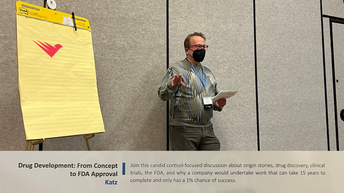 sparrowpharma's tweet photo. Our CSO, David Katz, educating patients on the drug development process today, the last day of the CSRF/AIU conference. #csrf #cushings https://t.co/bv2uh24naj