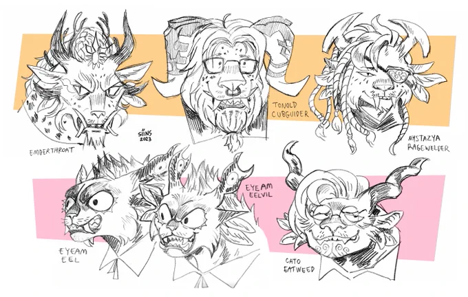 i went to the #VSArtParty drawparty event again (#GuildWars2 eu servers) :^D
was super fun, tried to pace myself and still ended up doodling quite a bit of heads..! 