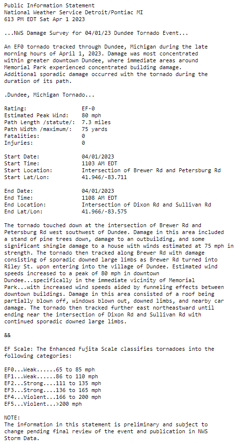 NWS Detroit tweet media