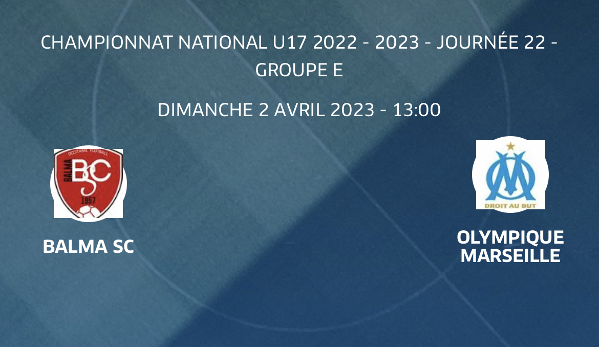 treize013's tweet photo. 𝙅𝙊𝙐𝙍 𝙙𝙚 𝙈𝘼𝙏𝘾𝙃 pour les U17 de l’#OM ⚔️
🆚 #BSC
🏆 U17 Nationaux
⚽️ Journée 22
📺 Pas diffusé
🏟 Stade Municipal (31130)
🎫 Gratuit
⏲ 13h00
#️⃣ #BSCOM
#TeamOM 🔵⚪️ https://t.co/V7XUAtxScu