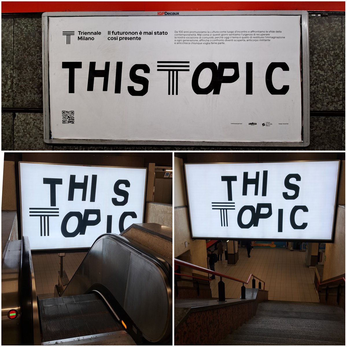 GoldenBackstage's tweet photo. Ha preso il via 'This Topic', la nuova campagna di @triennalemilano nell'anno del suo centenario. Un invito a riflettere sul tema chiave del #futuro
#ThisTopic #Triennale @Iabicus @studiomut
https://t.co/leJgLr4Ab8 https://t.co/kITDUWGpOP