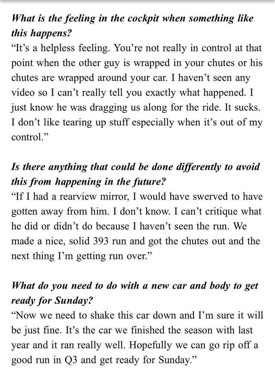 Both <a href="/JRTodd373/">J.R. Todd</a> and John Force climbed out of their cars after the crash earlier today in Pomona qualifying. They were evaluated by the medical staff. Here is what Todd had to say about the incident: