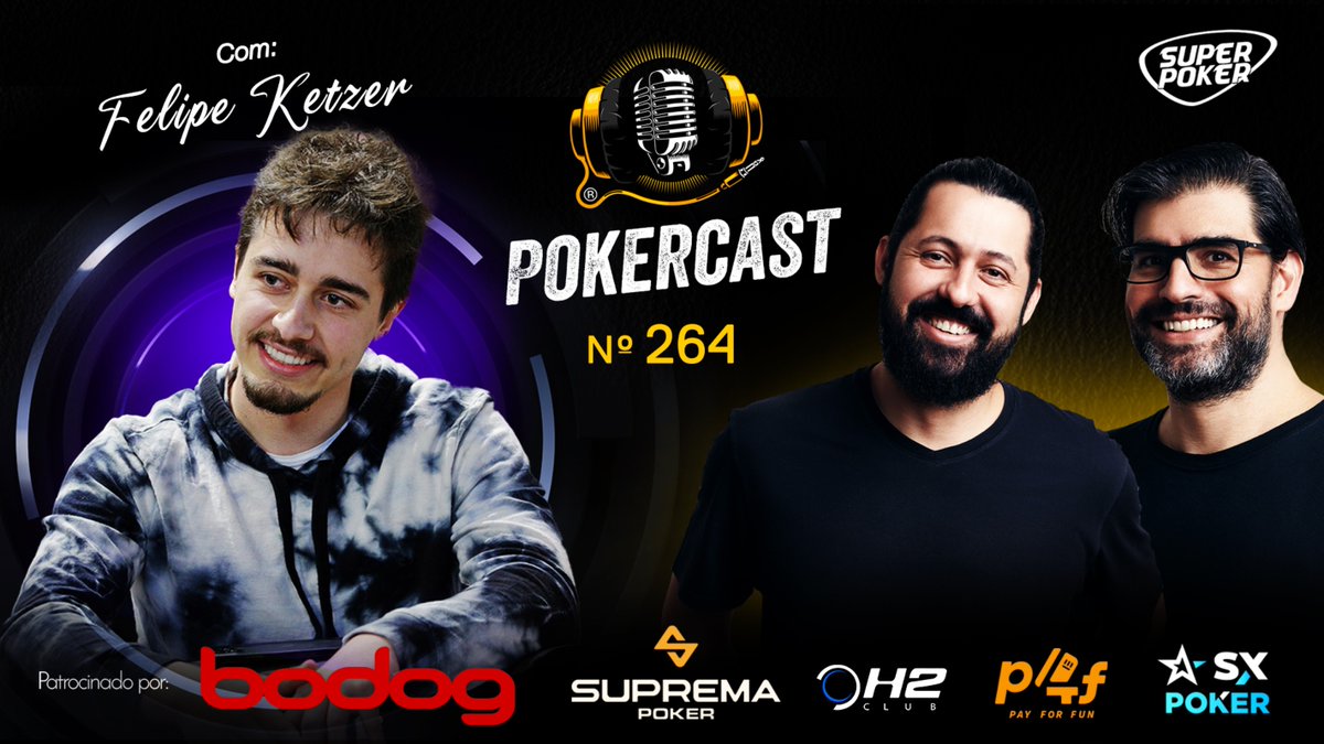 SuperPoker's tweet photo. PAPO BOM! Felipe Ketzer é o convidado do episódio 264 do #Pokercast https://t.co/lRFvNbWpOh @Bodog_Brasil @H2ClubBrasil @Pay4FunP4F #Suprema #SXPoker https://t.co/saqOhOLPvg
