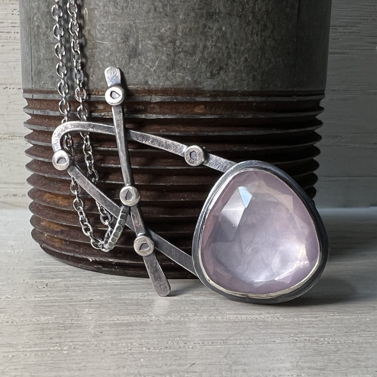 Excited to share this item from my #etsy shop: Rose Quartz Sticks and Stones Sterling Silver Pendant with Rosecut Gemstone etsy.me/3zuDxlG