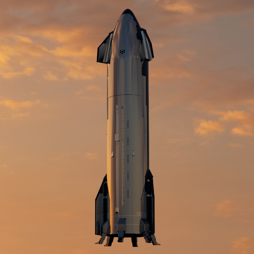 ThreeDeDaniel's tweet photo. Starship-DS (DS = Deep Space)

for my upcoming Animation with own designed landing legs. #animation https://t.co/uj9yVpwt7e