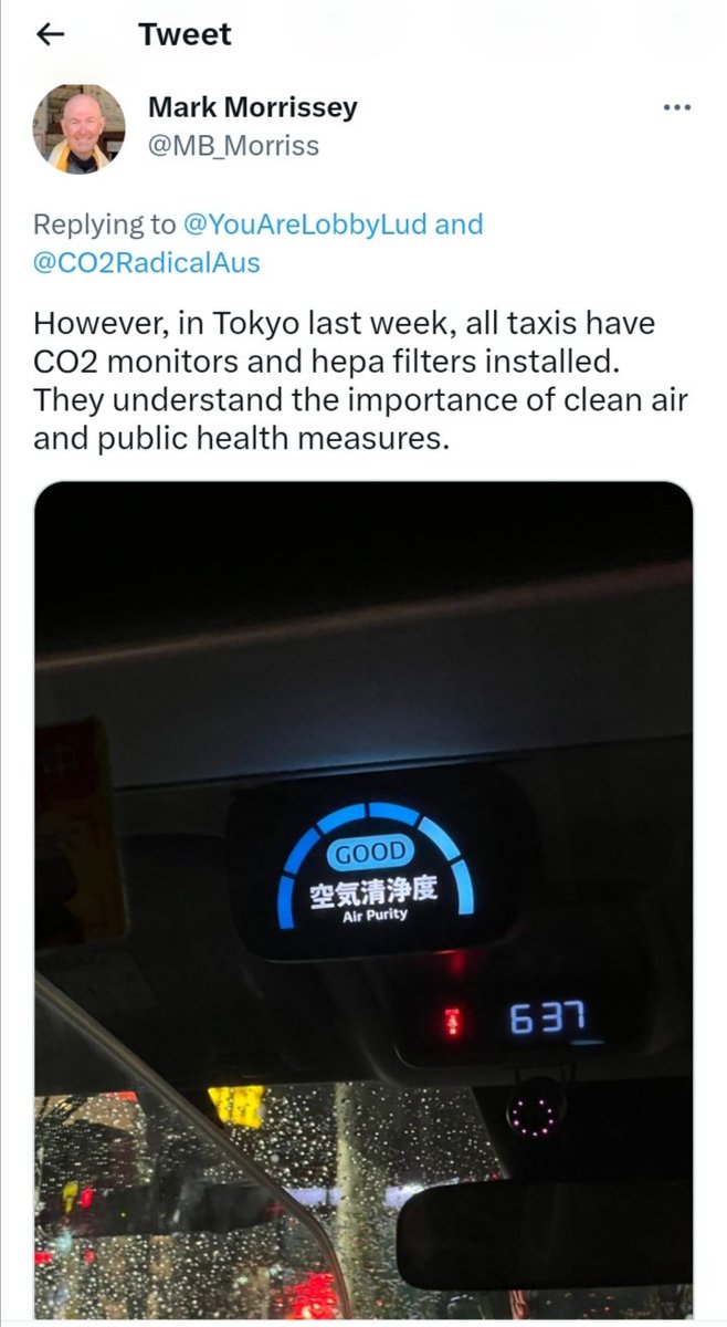 🚨 Taxis in Tokyo have #CO2monitors and #HEPAfilters..

and so too should our classrooms!

Ref link:
x.com/mb_morriss/sta…