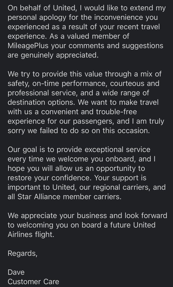 ElysianBound's tweet photo. I hate you @united  .  20 years of loyalty and you couldn’t even have a non-bot send a 1K, 1 million miler a non-form letter.  I’m done with you. Hello @AmericanAir ! https://t.co/AlmcqTAvgP