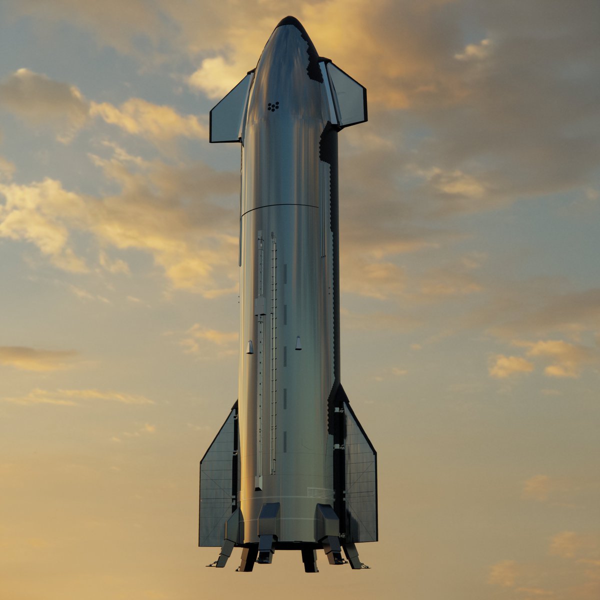 ThreeDeDaniel's tweet photo. Starship-DS (DS = Deep Space)

for my upcoming Animation with own designed landing legs. #animation https://t.co/uj9yVpwt7e