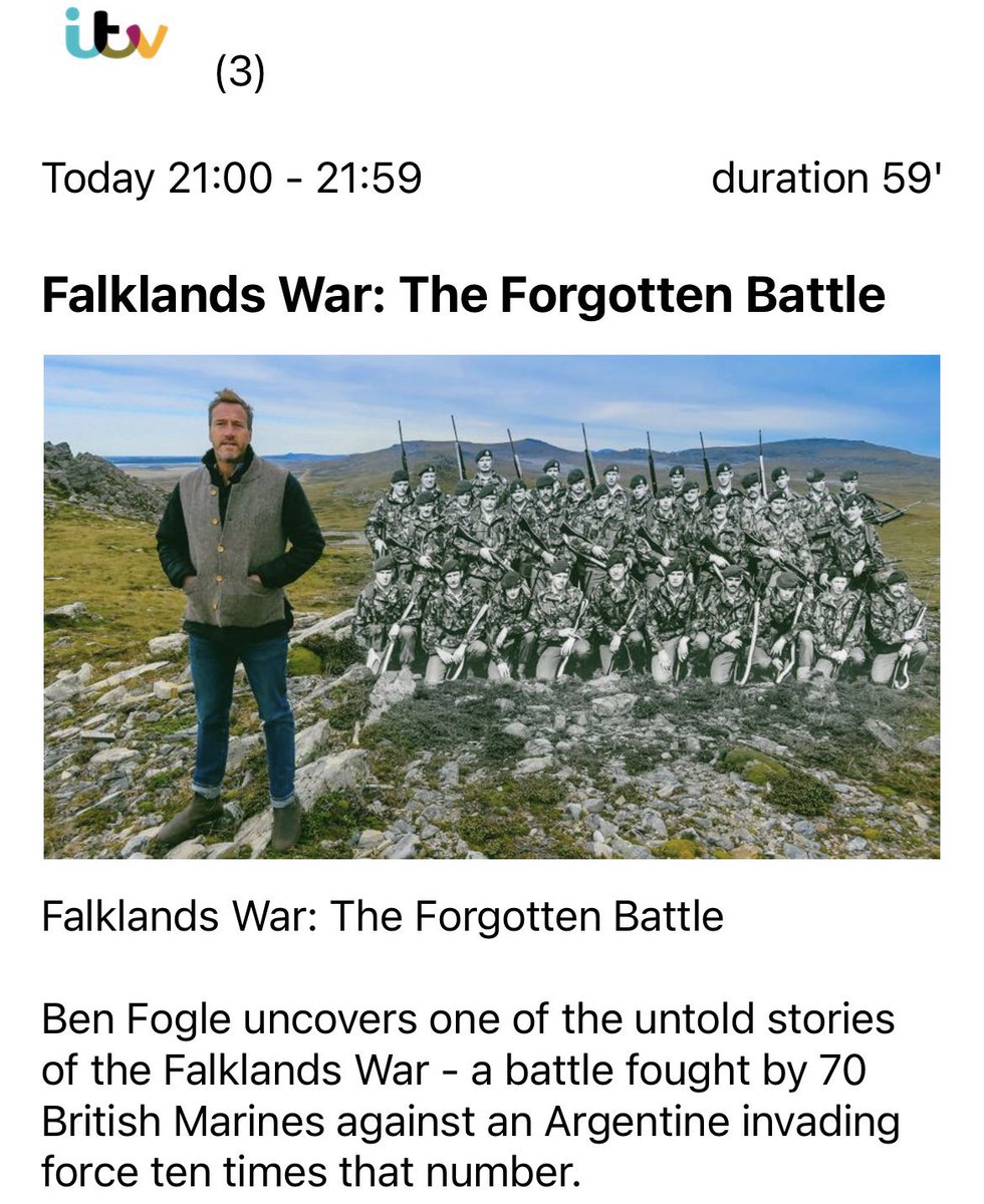 FalklandsinUK's tweet photo. One to watch today #OTD the anniversary of the 1982 #Falklands invasion:“Falklands War: The forgotten battle”. The real story of how 68  heroic @RoyalMarines from #NP8901 defended the #FalklandIslands against the overwhelming numbers of Argentine invaders. https://t.co/qicEJEIhJv https://t.co/CD3p6uRlq9