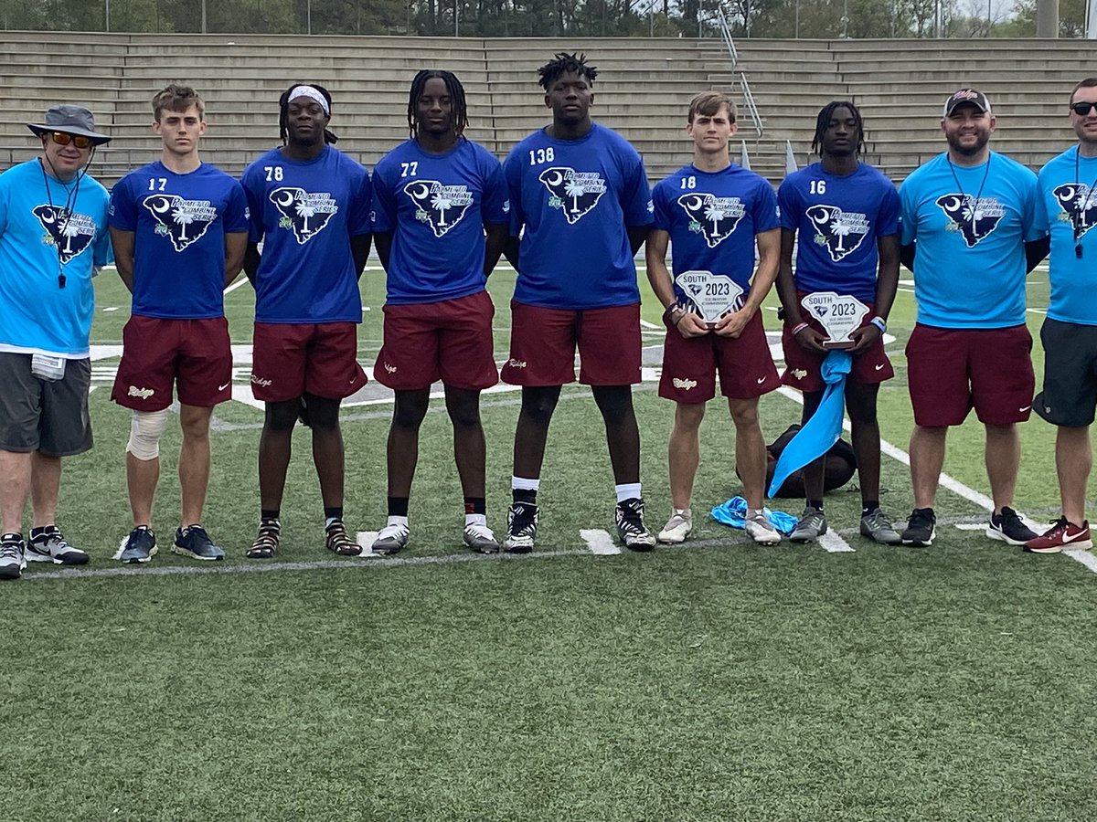 CoachFidler's tweet photo. Great job by our Ashley Ridge Football student-athletes and coaches today at the @Palmetto_Series. 2024 CB @D1neNik won the fastest 40, 2024 WR Matthew Phillips won the Offensive Skill MVP and 2025 OT/OG @brycelawhon76 won OL MVP. Spring practice is now on the horizon #HUNT https://t.co/JAk5RZw0fe