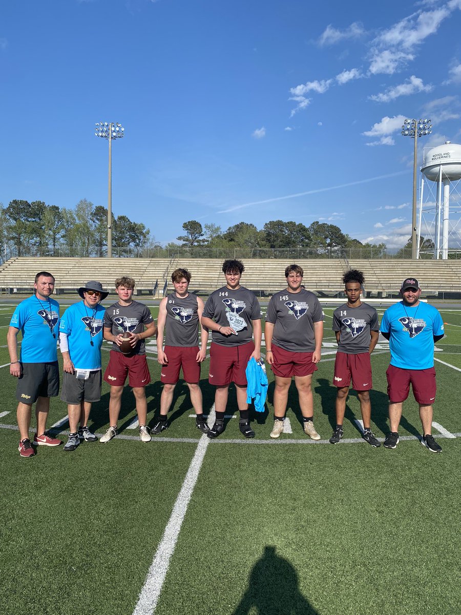 Great job by our Ashley Ridge Football student-athletes and coaches today at the @Palmetto_Series. 2024 CB @D1neNik won the fastest 40, 2024 WR Matthew Phillips won the Offensive Skill MVP and 2025 OT/OG @brycelawhon76 won OL MVP. Spring practice is now on the horizon #HUNT