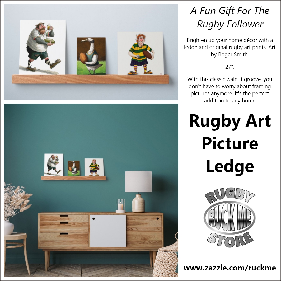 🏉🎨Rugby Art Picture Ledge | Brighten up your home décor with a ledge and original rugby art prints | Original rugby art | 27' | Classic walnut groove | It's the perfect rugby gift zazzle.com/rugby_art_pict… #rugby #rugbyunion #rugbyart #art #prints #zazzlemade