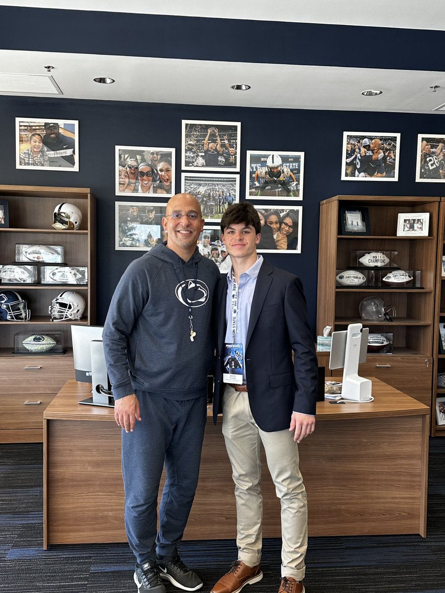 josephfilardi's tweet photo. Awesome day at Penn State today.🦁Great visit and experience, excited to come back for camp in the summer. @coachjfranklin @Coach_Yurcich @DannyOBrienQB @CoachCollins46 @CoachAhmadPSU @knnysndrs @Coach_MannyDiaz @PSU_Dylan @calebtyler_psu @PennStateRivals @AlexRocco13_ #WeAre https://t.co/3rmkj8hQQZ