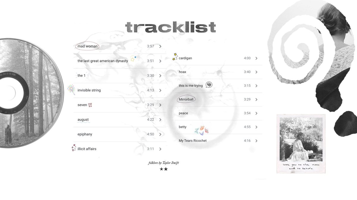 ☆ ∘ FOLKLORE.⠀  — ♥︎ 📎  you drew stars around my scars but now I'm bleedin' ☆ 𝑏𝑦 𝑇𝑎𝑦𝑙𝑜𝑟 𝑆𝑤𝑖𝑓𝑡 ⟨ 出演者 ⟩ 🧷 ✶