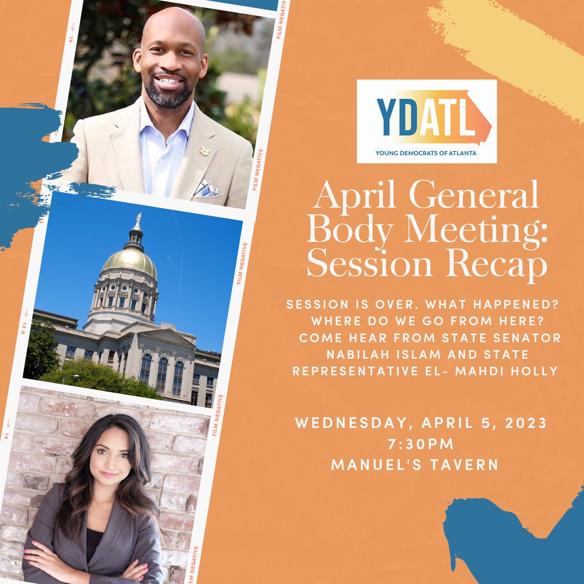 Legislative Session is now over. What happened? Come hear from @NabilahIslam and Rep. El-Mahdi Holly at Manuel’s Tavern this Wednesday.