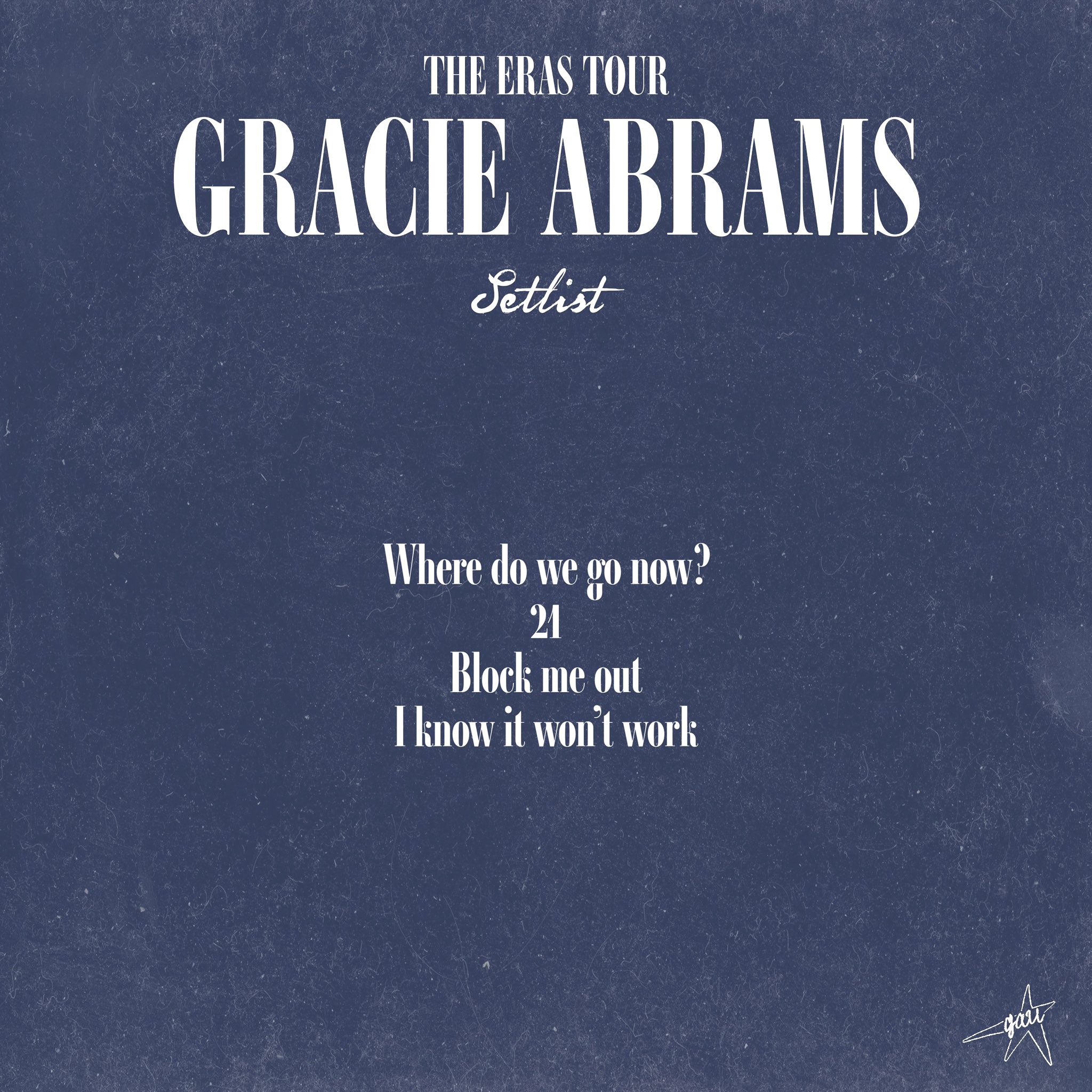 Gracie Abrams Updates ☆ on Twitter "Gracie’s official setlist for 