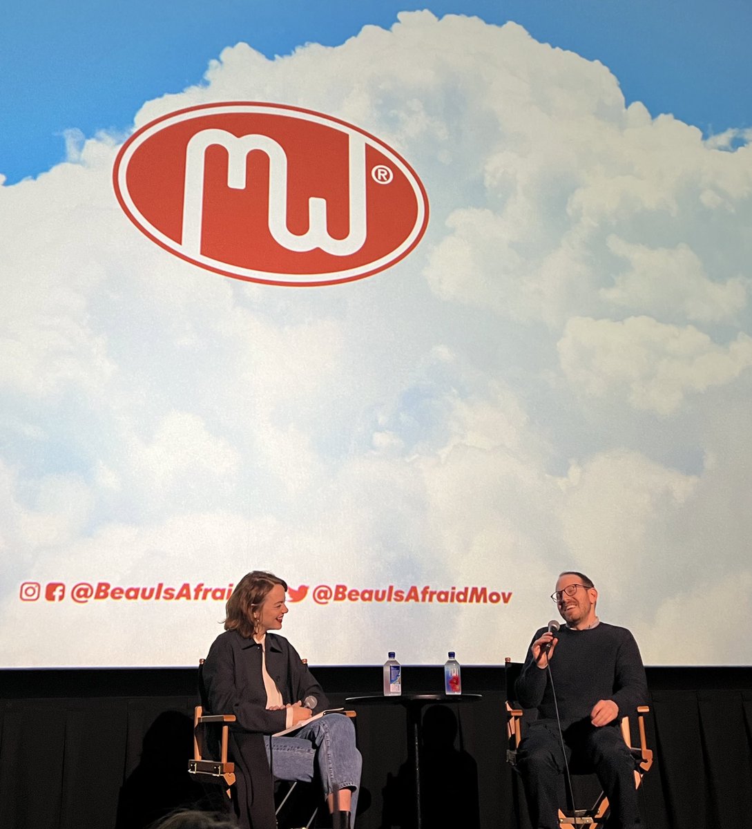 DannyMoran's tweet photo. Somehow I’ve been lucky enough to be in the audience for every @AriAster film premiere at @AlamoNYC #BeauIsAfraid is another masterpiece! #PerfectlySafe @BeauIsAfraidMov @a24 #Midsommar #Hereditary #A24 @drafthouse https://t.co/IvNMcJK82C