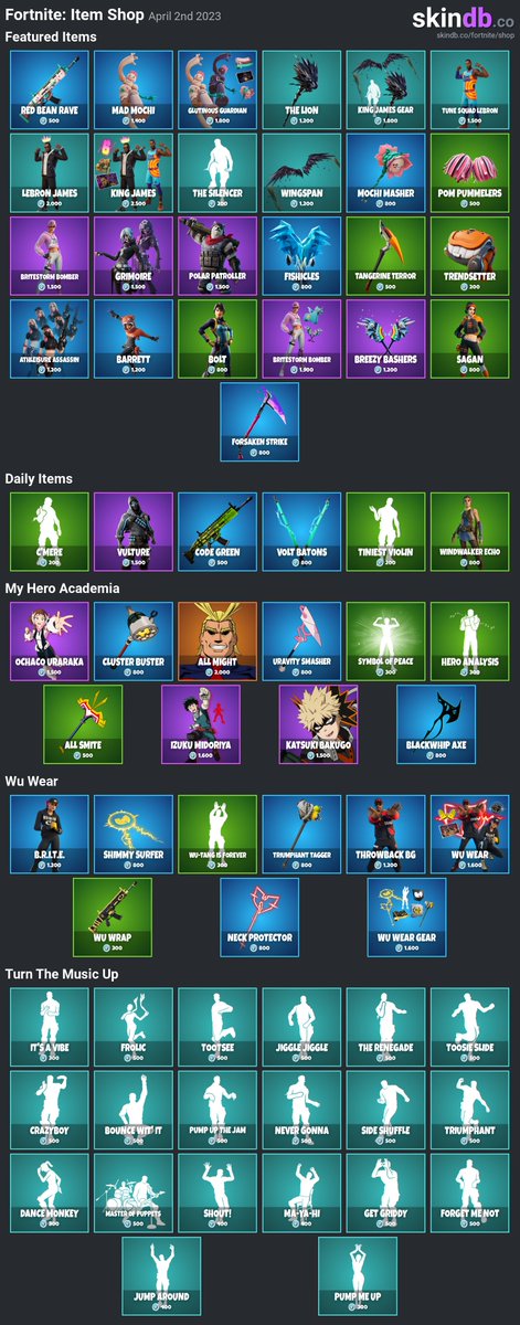 #Fortnite: Daily Item Shop for April 2nd 2023
More details for each skin: skindb.co/fortnite/shop