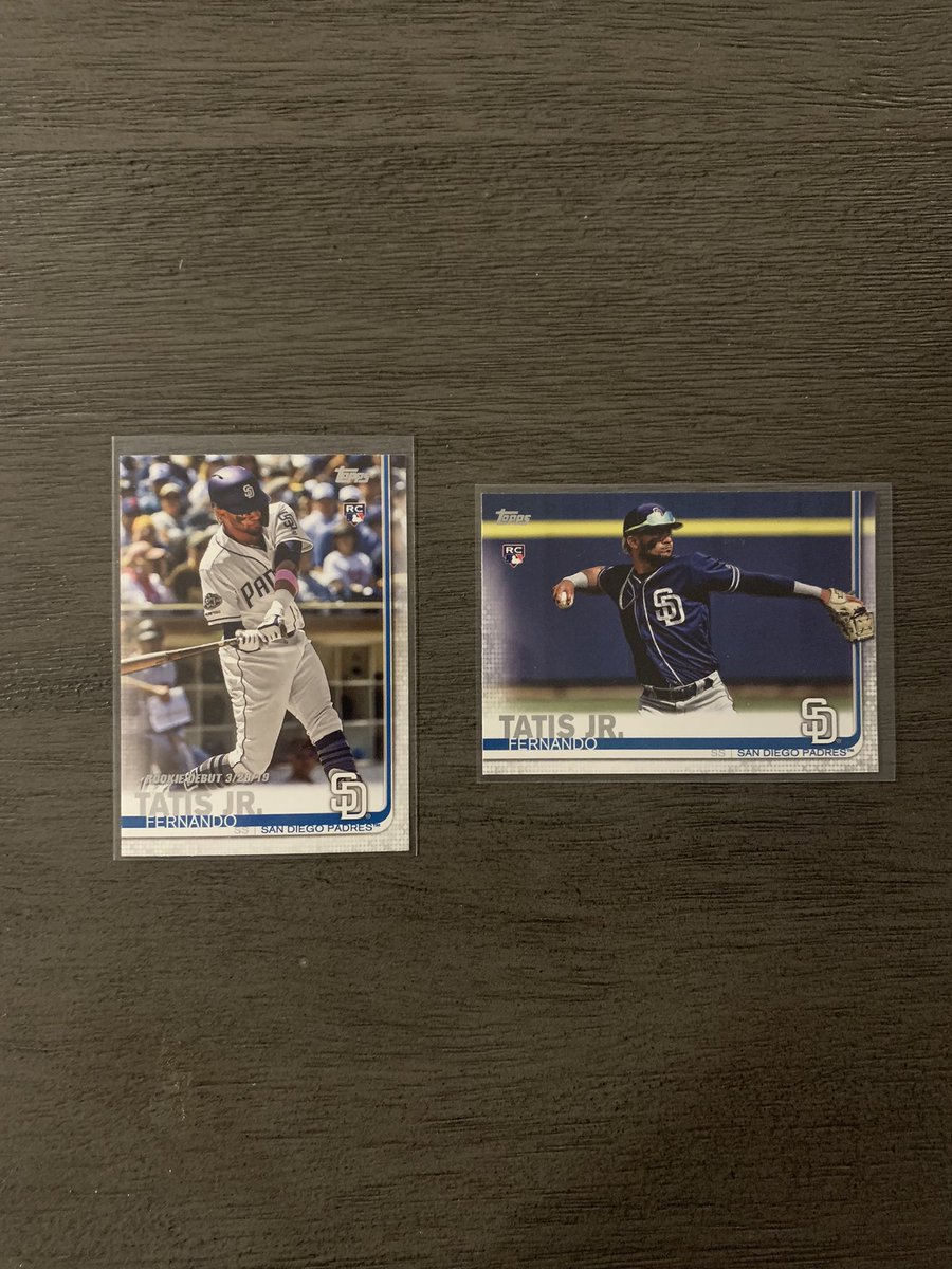 blueinktrading's tweet photo. Got into 4 hangers of 2019 S2 and Update (2 of each) that I’ve sat on for a few years.  Pulled some decent cards like a vintage stock /99.  Tatis Jr rookies still have value, right? These cards will get listed on my @ebay store soon #hangersarebangers https://t.co/42uHX8mAmp