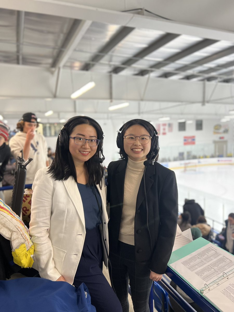 jasminesports's tweet photo. I love full circle moments. Four years ago I dm’ed @laurkelly24 for advice on how to get into the Sport Media program, my dream program. Today we’re on the call together for the OHL Cup semifinals! 
To be able to call a hockey game with another Asian woman has been surreal! https://t.co/zsXiYSlLhT