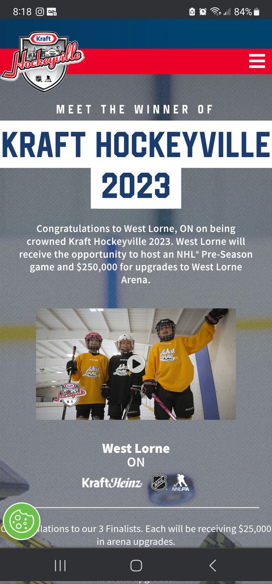 Winners of #KraftHockeyville 
Thank you to all who voted for our arena.