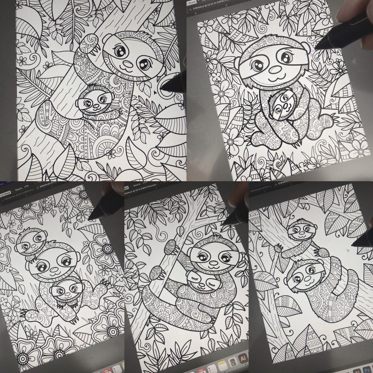 Roots_Of_Design's tweet photo. This is what I’ve been doing. I’ve been working on some cover samples for the publisher to use for my upcoming baby sloth book. #sloth #sloths #slothscoloring #coloring #coloringforadults #coloringforgrownups #coloringfun #coloringbook #slothdrawings https://t.co/25YTs74c86