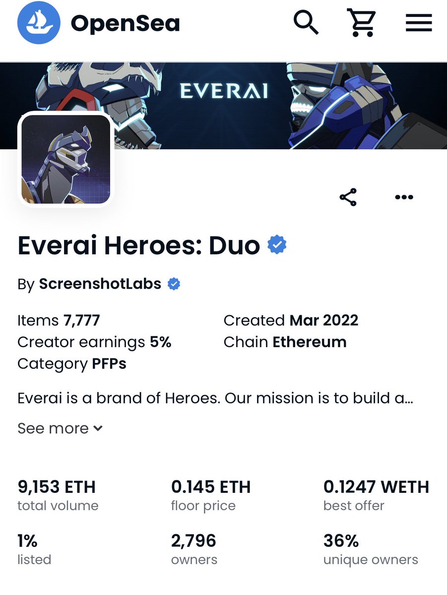 Michelle_X_Chan's tweet image. Only 1% listed and super thin floor. Partnership with @Starknet, dao coming and sound track just released. 
Nostalgic anime. 

@TheEverai are doing things different 🔥🔥 💠 #everai #nfts #community #starknet #NFTCommmunity