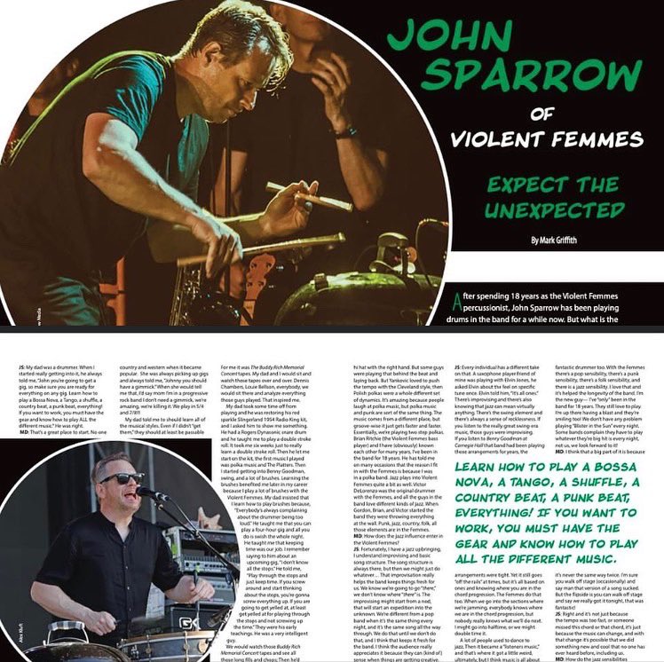 johnsparrow76's tweet photo. I’m honored to be featured in the April 2023 issue of @modern_drummer magazine!
The 8 page article is online @ https://t.co/l5wMqlSHCV or in stores this coming week!
#ModernDrummerMagazine #ViolentFemmes #JohnSparrow #ANFDrumCo #TeamRemo #WeberGrill #InnovativePercussion https://t.co/8OJAIN3ORo