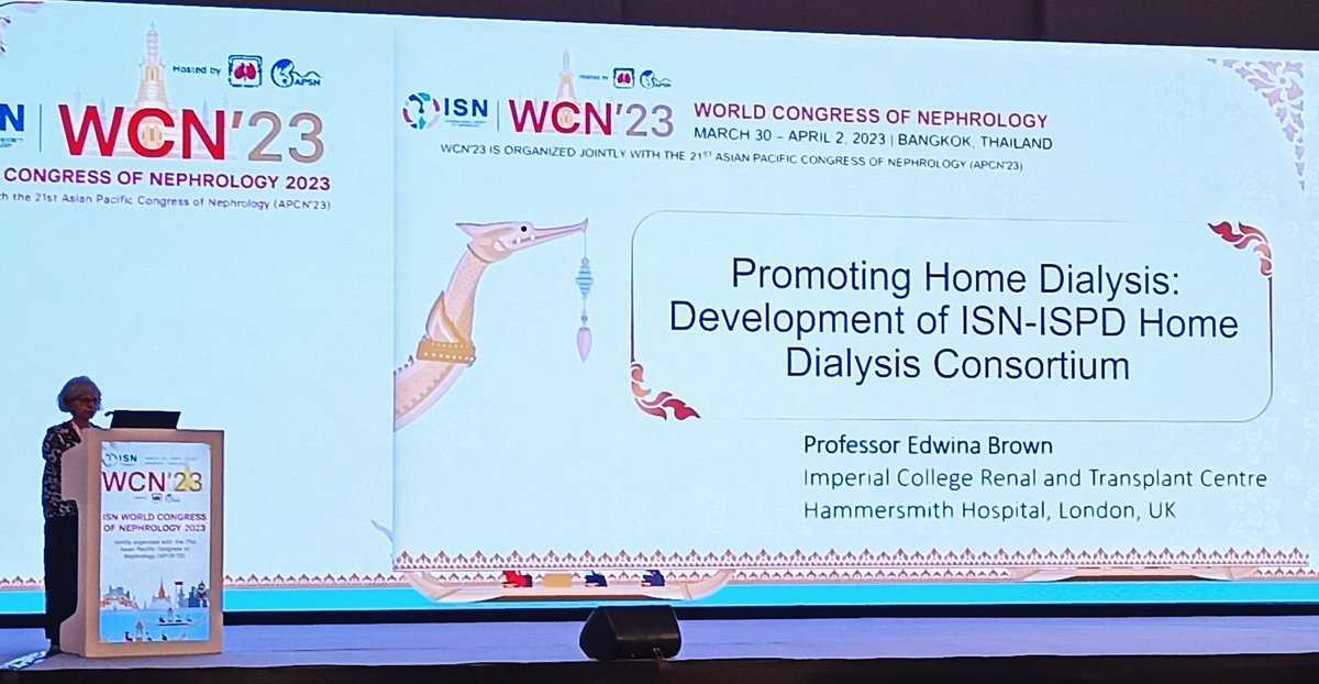 ISPD1's tweet image. Our president @EdwinaBrown_PD at the last session of #ISNWCN presenting the advantages of Home Hemodialysis and #PeritonealDialysis, and how the International Home Dialysis Consortium (IHDC) will have a positive impact for patient well-being on many levels.