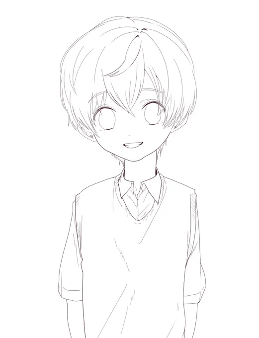 昨日のショタちゃんと描いたわぁ。お目目たのし。 