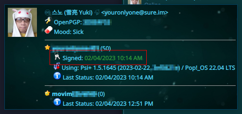 YourOnly1offcl's tweet image. The #Jabber / #XMPP client #PsiPlus has gone a long way since I last used it years ago. You can now #PGP sign (with your key) your logins or presence status.

Now, if only every other client can.

(Different from #OMEMO #OTR and #OpenPGP while chatting.)

#security