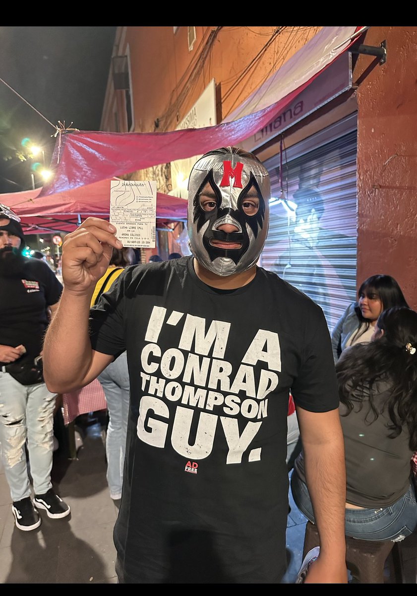 gomez1589's tweet photo. When you vacation to Mexico City, you have to see wrestling at the coliseo!! But you have to wear @HeyHeyItsConrad and @PrichardShow merchandise!! 🔥🔥 #imaconradthompsonguy #noyob https://t.co/swa3Tvj9df