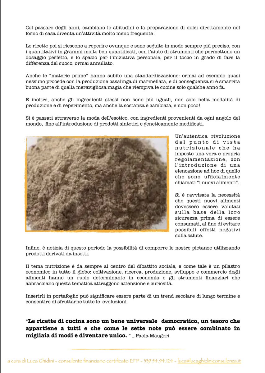 LA TORTA DELLA NONNA  - Newsletter n.202 del 2 Aprile 2023

Cambiamenti nel settore della nutrizione,

un megatrend che non conosce crisi.

Buona lettura,  
 
Luca

Per riceverla in formato pdf:  luca@lucaghidiniconsulenza.it