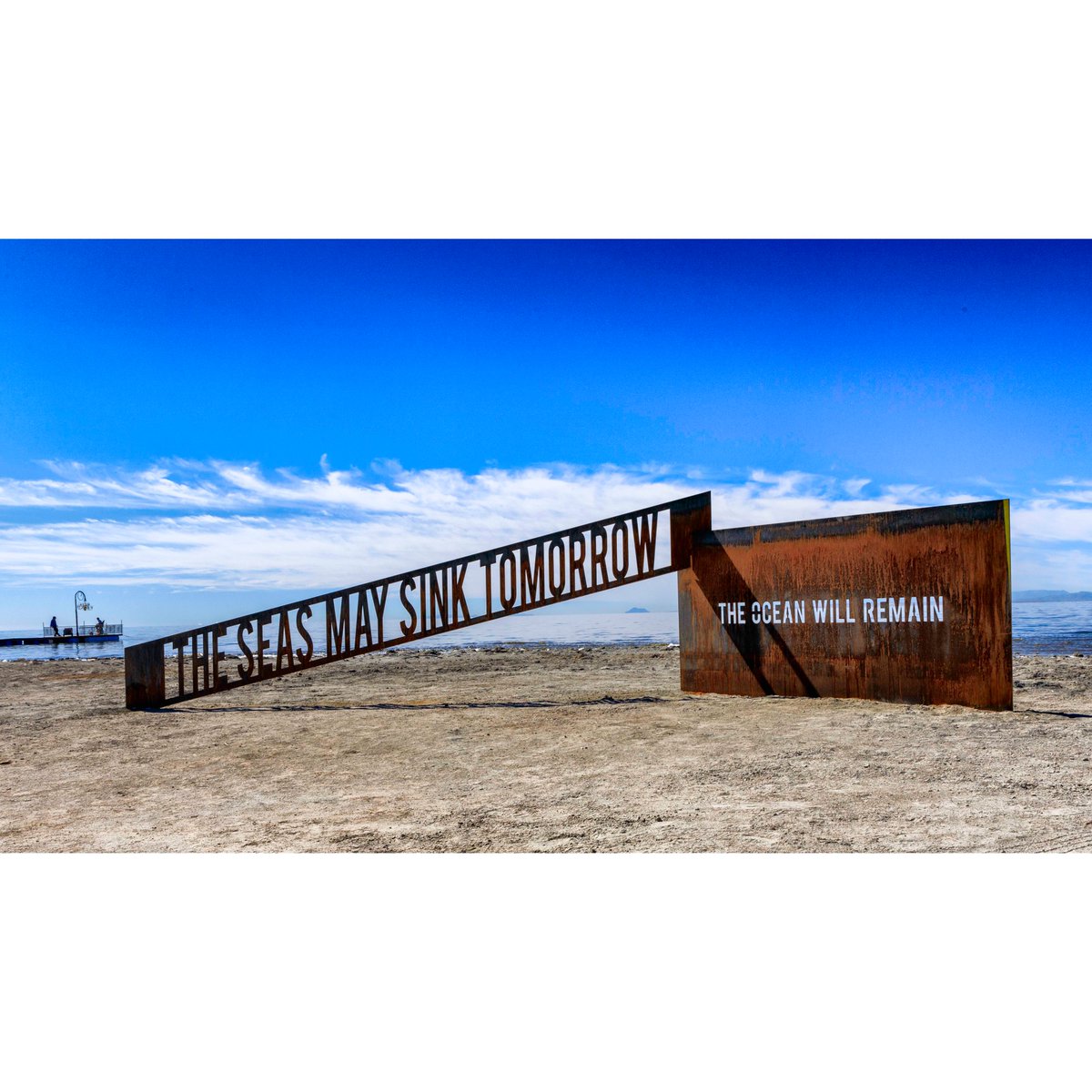 "The Seas May Sink Tomorrow. The Ocean Will Remain." Artist <a href="/midabi/">MIDABI</a> unveiled his epic new monolithic sculpture this week along the shores of Bombay Beach at the Salton Sea in Southern California. #BombayBeachBiennale #saltonsea #bombaybeach