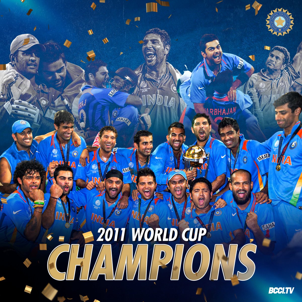 BCCI's tweet photo. 𝘼𝙨 𝙨𝙥𝙚𝙘𝙞𝙖𝙡 𝙖𝙨 𝙖 𝙩𝙝𝙧𝙤𝙬𝙗𝙖𝙘𝙠 𝙘𝙖𝙣 𝙜𝙚𝙩! 🏆

🗓️ #OnThisDay in 2011, #TeamIndia won the ODI World Cup for the second time. 👏👏 https://t.co/IJNaLjkYLt
