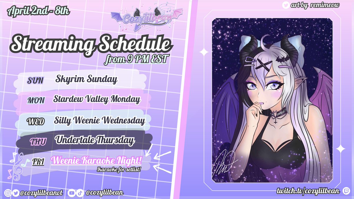 beanomalyVT's tweet image. Here's next weeks schedule! AND OMFG LOOK AT THIS BEAUTIFUL ART 📷📷📷 Made by our very own weenie @remimeow , it's so so cute! thank youu!! 📷📷 #schedule #streamingschedule #vtuber #vtubers #VTuberUprising