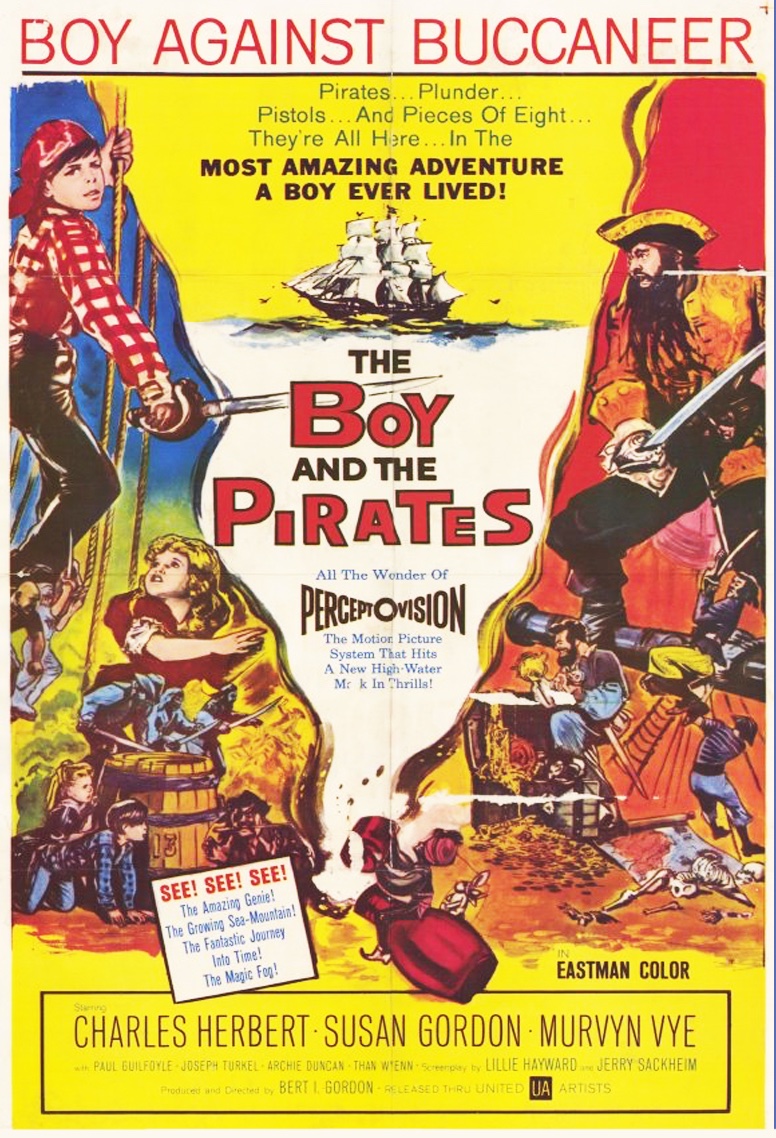 1960: The Boy And The Pirates premieres! Young Jimmy Warren (#CharlesHerbert) is magically transported (via genie) back in time to a pirate ship on the high seas -- and must escape from #Blackbeard (#MurvynVye) himself! In Perceptovision! #paradoxparkway #timetravel #BertIGordon