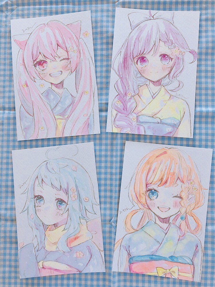 本日ドローイングを追加納品します🌸✨
#春の花和み 
#星ねこアイス 