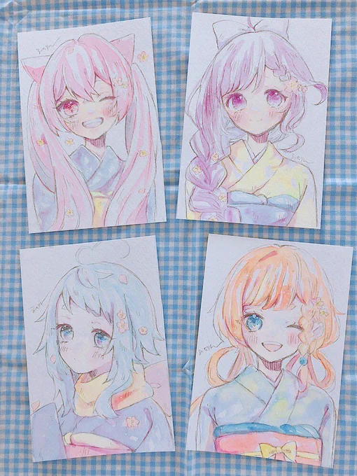 本日ドローイングを追加納品します🌸✨
#春の花和み 
#星ねこアイス 