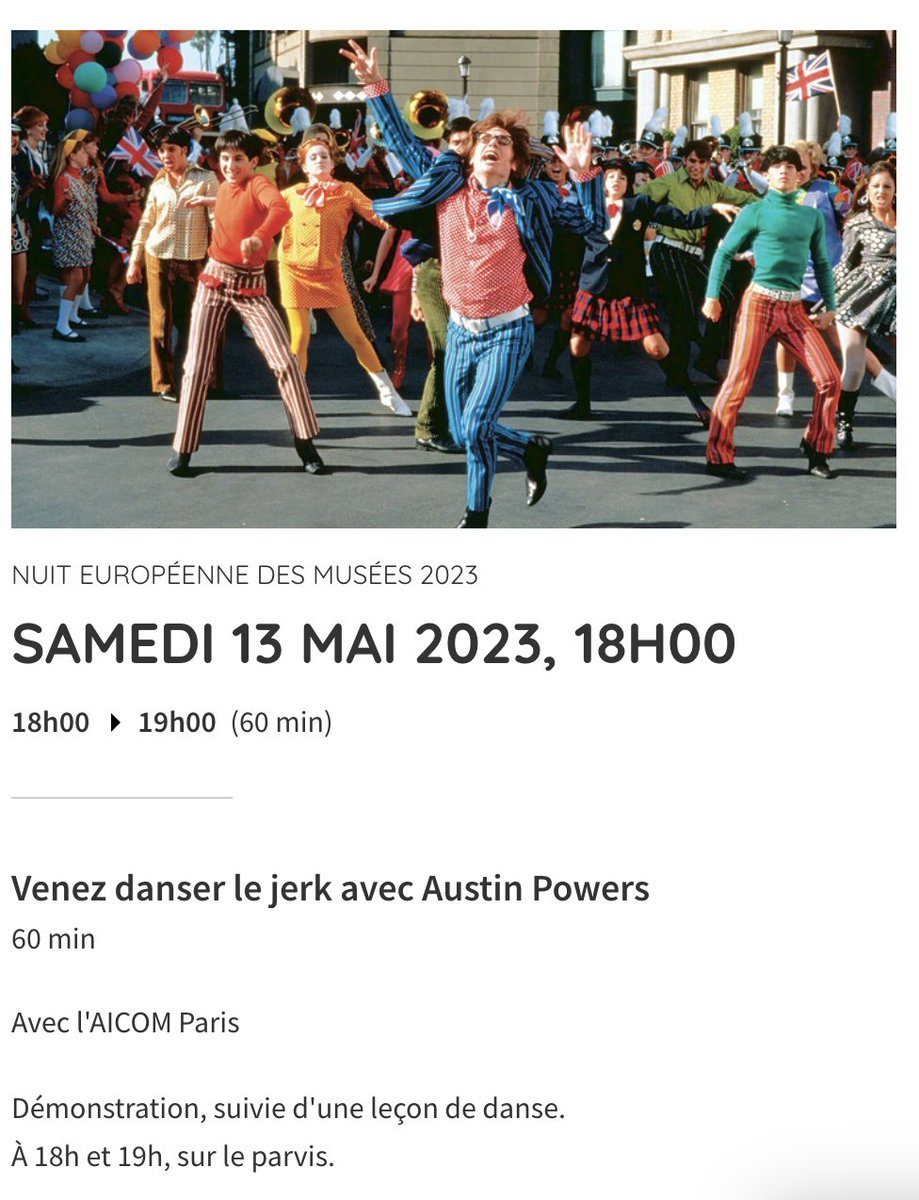 the cinémathèque française is holding an event next month where you can learn to do the dance from austin powers. this is what loving the art of film is all about